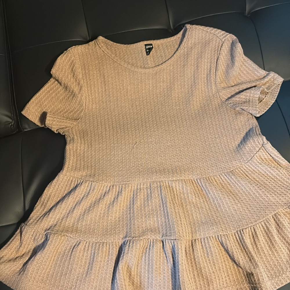 SHEIN Beige Textured Peplum Blouse